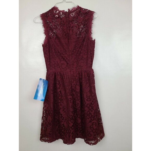 Speechless Lace Fit & Flare Dress Womens Medium Burgundy Sleeveless Prom Fairy - Picture 4 of 8